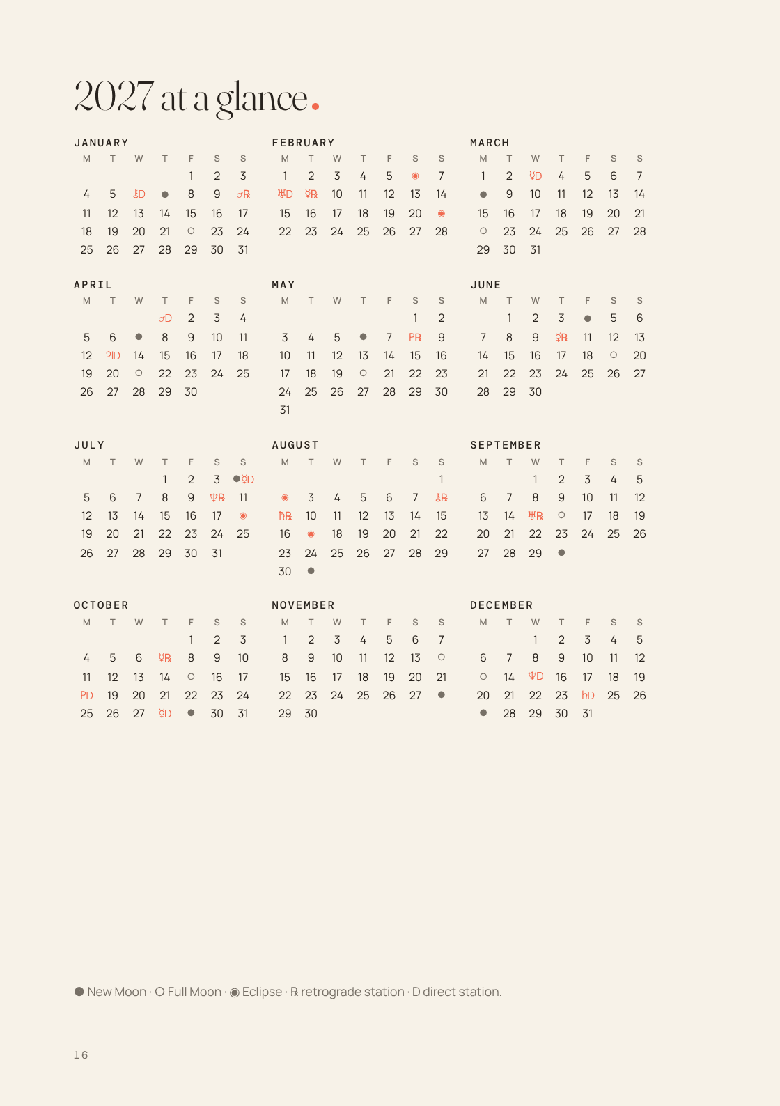 Your year at a glance