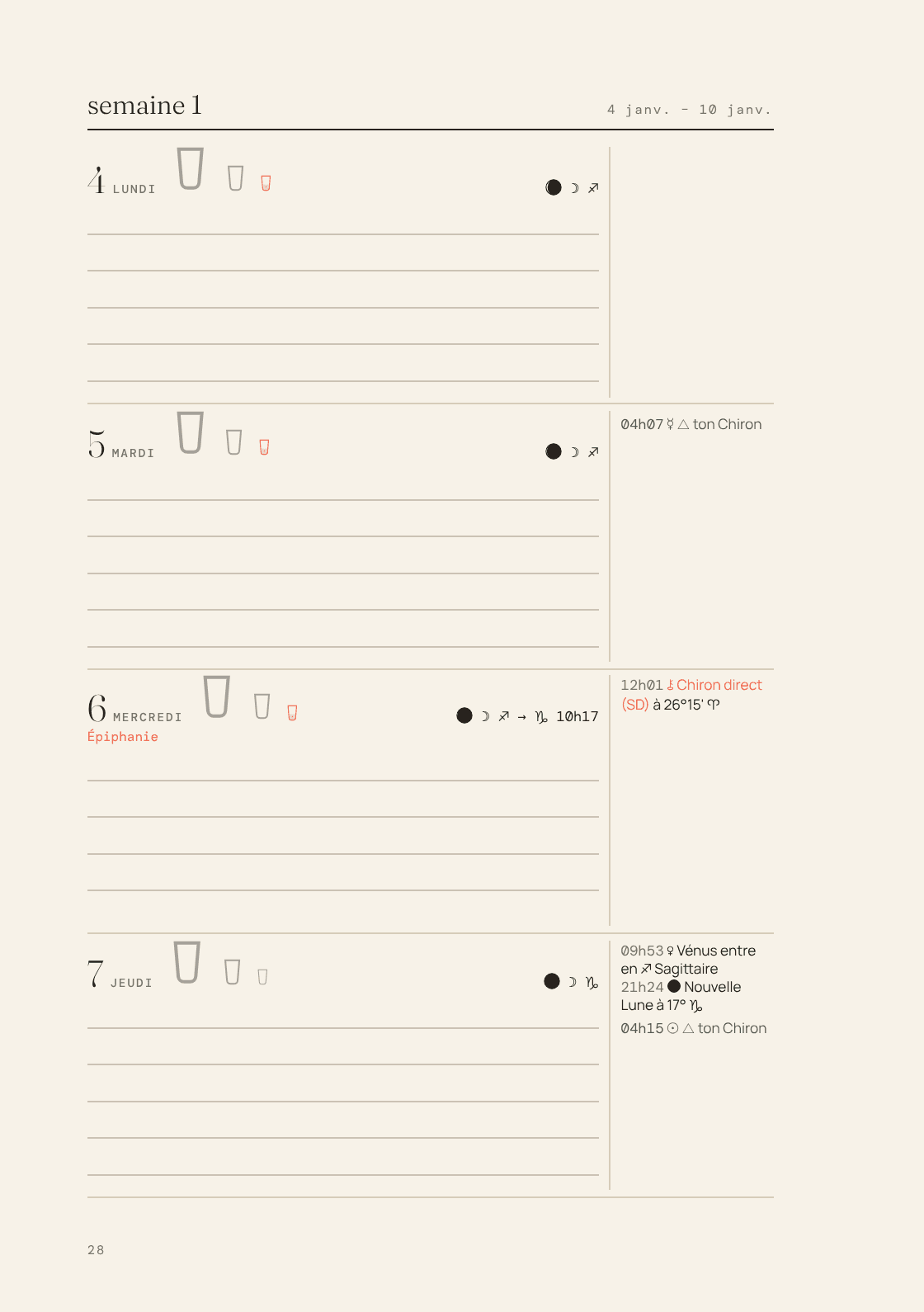 A week, left page